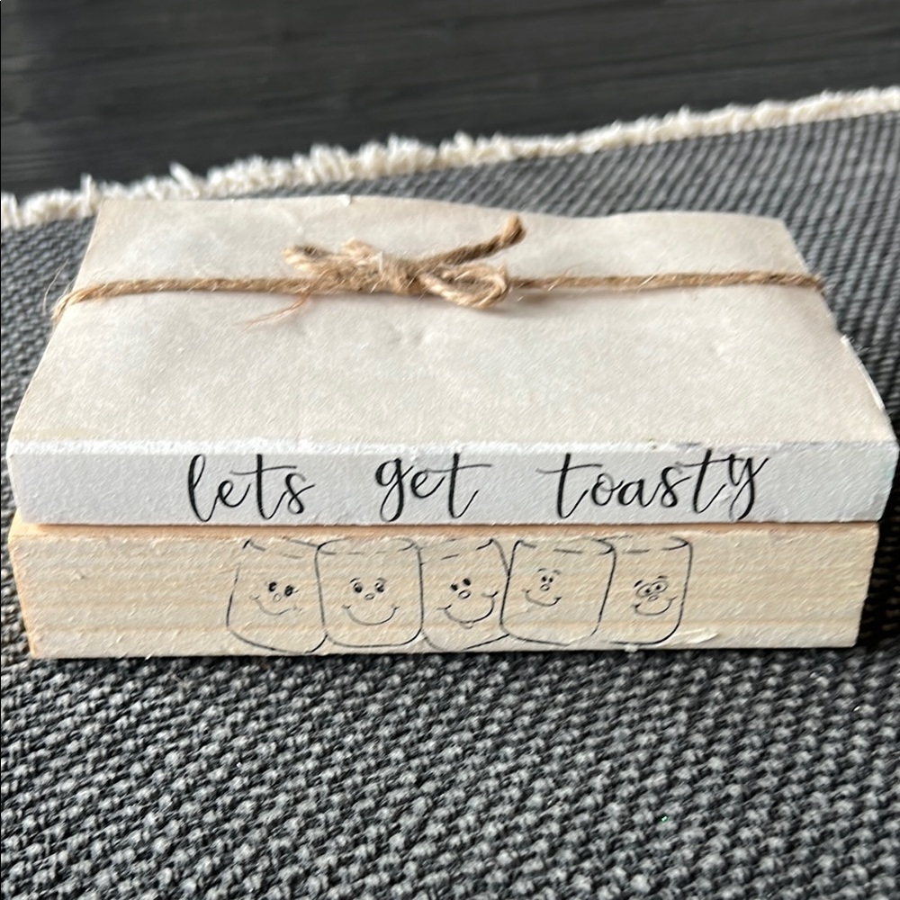 Rustic Farmhouse Lets get Toasty book stack